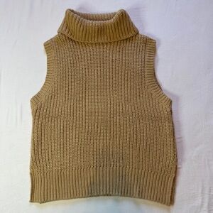 Zara Knit Turtleneck Sleeveless Sweater Vest Women's‎ Size Small Light Tan